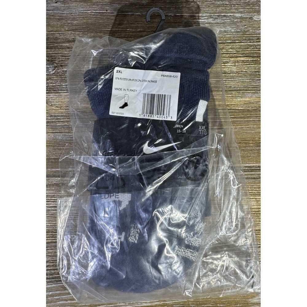 Nike NBA Elite Crew Basketball Socks Navy Blue PSK668-420 Men's 2XL 15-18 NWT